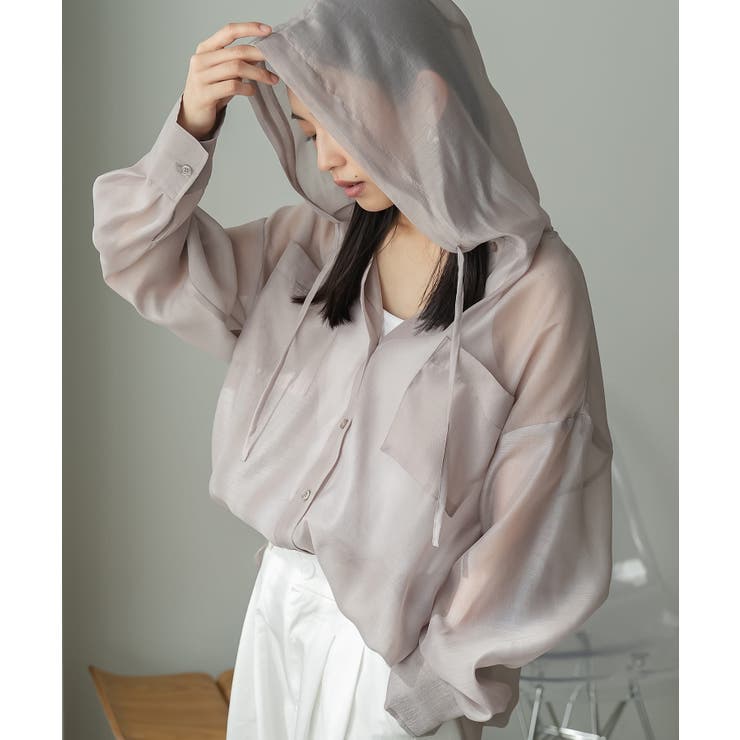 グレージュ | シアーシャツ レディース フードシャツ | mili an deni
