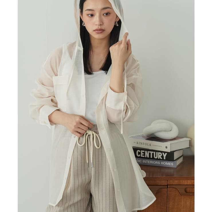 ライトベージュ | シアーシャツ レディース フードシャツ | mili an deni