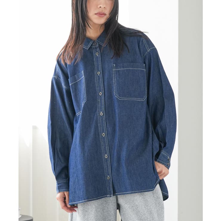 インディゴ | オーバーサイズデニムシャツ 長袖 レギュラーカラー | mili an deni