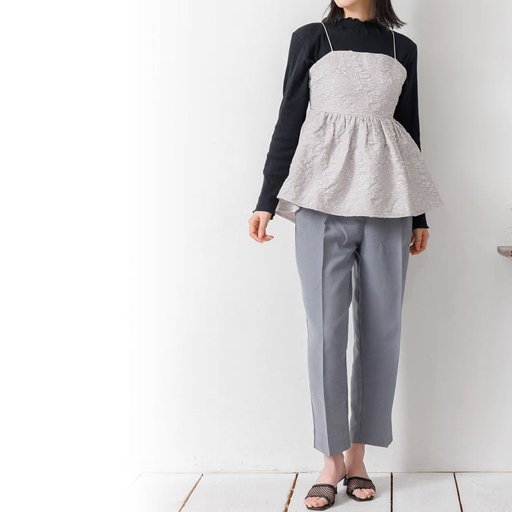 襟シャーリングメロートップス ロンＴ ハイネック | mili an deni | 詳細画像24 