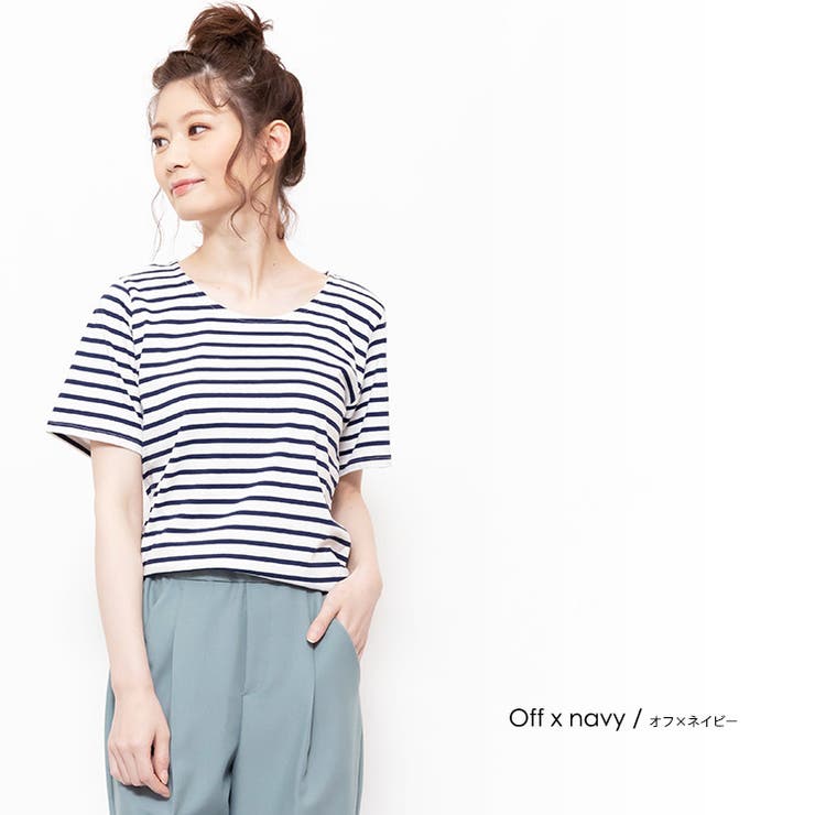 白ｘ紺 | 半袖 ボーダー カットソー | mili an deni