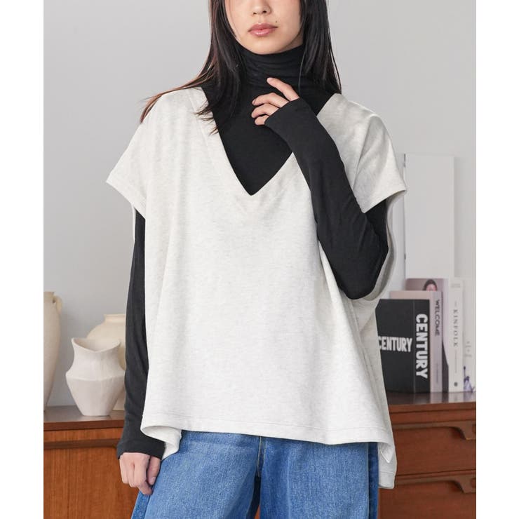 オートミール | T C 裏毛Vネックベスト | mili an deni