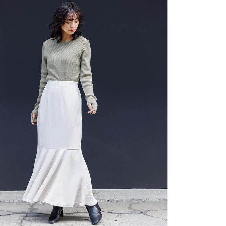 洗える ウォッシャブルリブニット指穴トップス クルーネック | mili an deni | 詳細画像14 