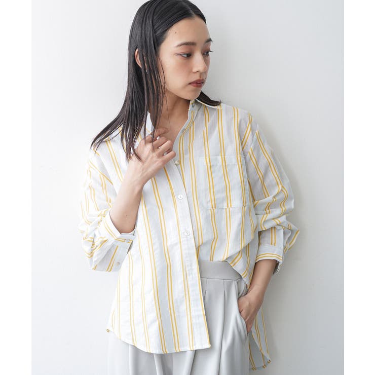 イエロー | カラーストライプシャツ ブラウス コットン | mili an deni