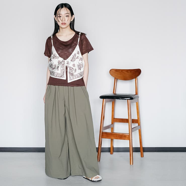 バンダナキャミレイヤードトップス レイヤード風 クルーネック | mili an deni | 詳細画像16 