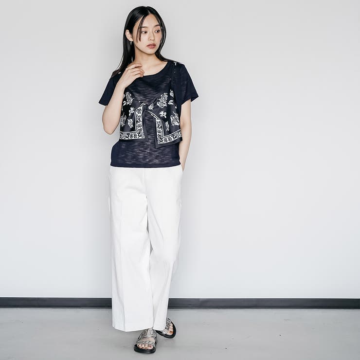 バンダナキャミレイヤードトップス レイヤード風 クルーネック | mili an deni | 詳細画像20 
