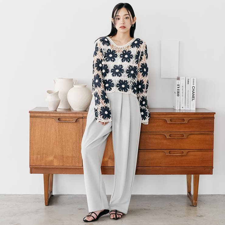 クロシェ花柄プルオーバートップス かぎ針 クルーネック | mili an deni | 詳細画像18 