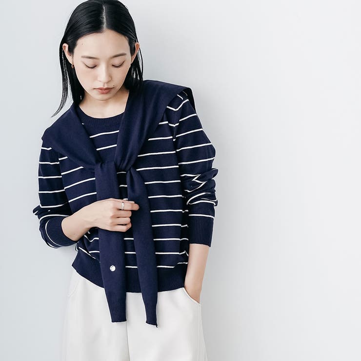 セーラーカラーボーダーニットプルオーバー ボーダー 襟取り外し可能 | mili an deni | 詳細画像16 