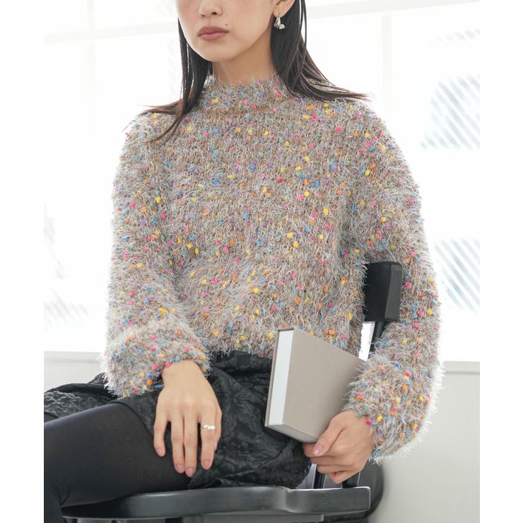 ブラウン | ミックスヤーンシャギーニットプルオーバー トップス シャギーニット | mili an deni