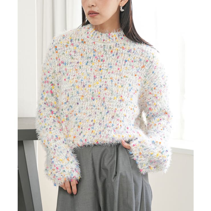 オフホワイト | ミックスヤーンシャギーニットプルオーバー トップス シャギーニット | mili an deni