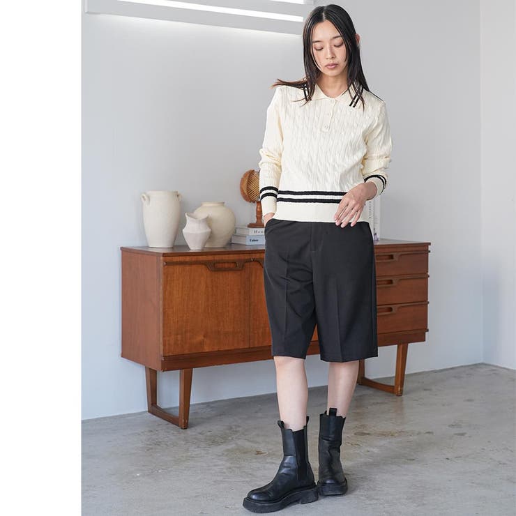 ポロケーブルニットプルオーバー トップス ポロ襟 | mili an deni | 詳細画像9 