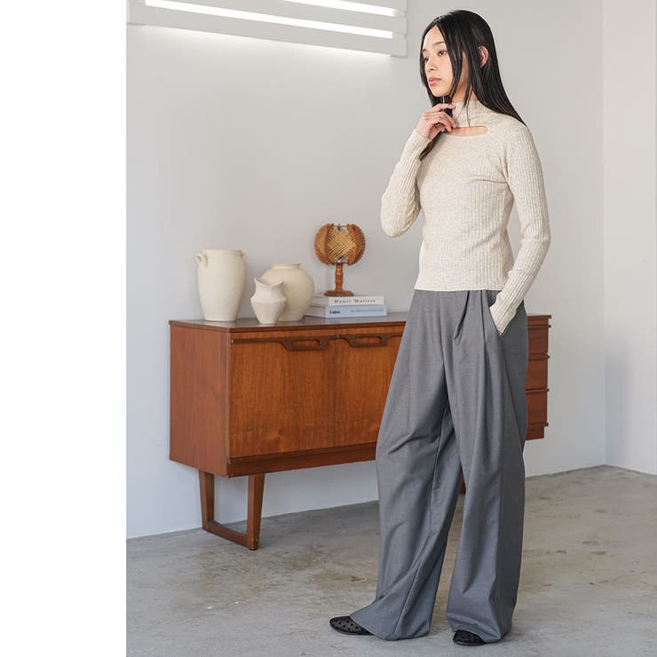 ボトルネックリブニットプルオーバー トップス ニット素材 | mili an deni | 詳細画像14 