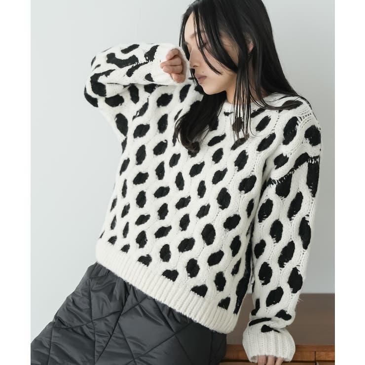 ブラック | バルキーニットプルオーバー トップス 厚手 | mili an deni