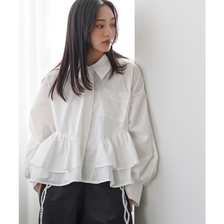 オフホワイト | 裾ティアードブラウス ブラウス レディース | mili an deni