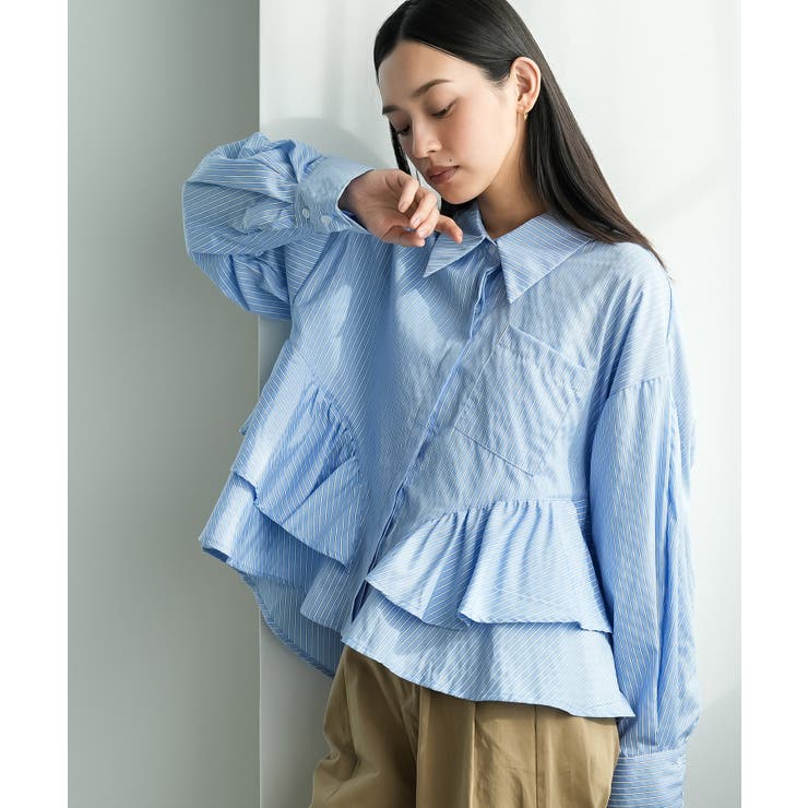 サックス | 裾ティアードブラウス ブラウス レディース | mili an deni