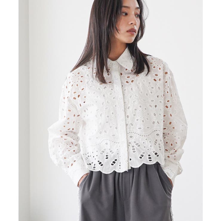 オフホワイト | カットレースブラウス ブラウス レディース | mili an deni
