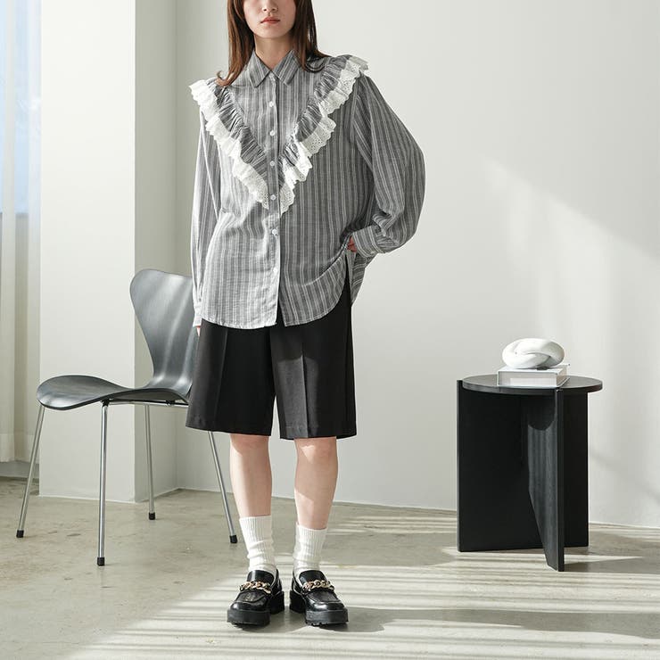 チェストフリルストライプブラウス ブラウス レディース | mili an deni | 詳細画像19 