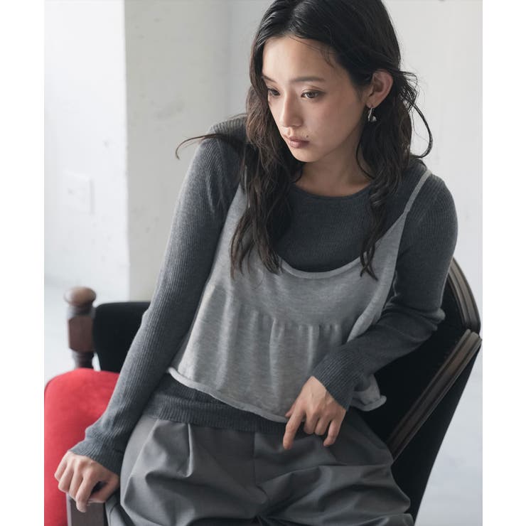 チャコール×ライトグレー | ニット レディース キャミソール | mili an deni