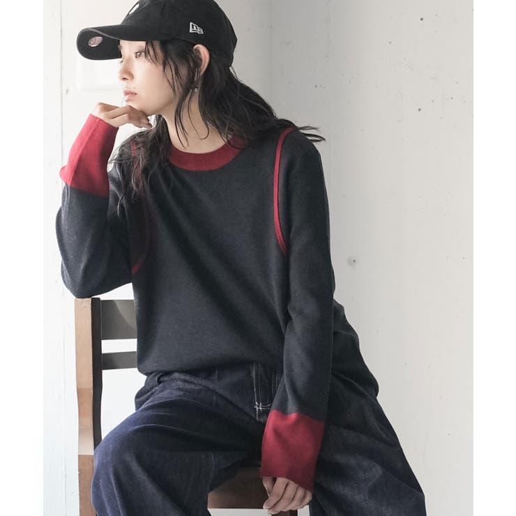 チャコール | ニット レディース レイヤード風 | mili an deni