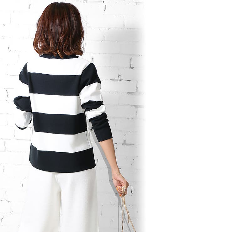 秋冬新作 太ボーダーニットセーター トップス | mili an deni | 詳細画像7 