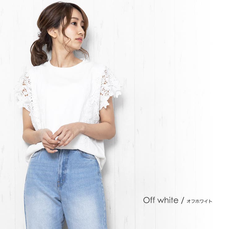 レースTシャツ 半袖 クルーネック[品番：MADW0003732]｜mili an deni 