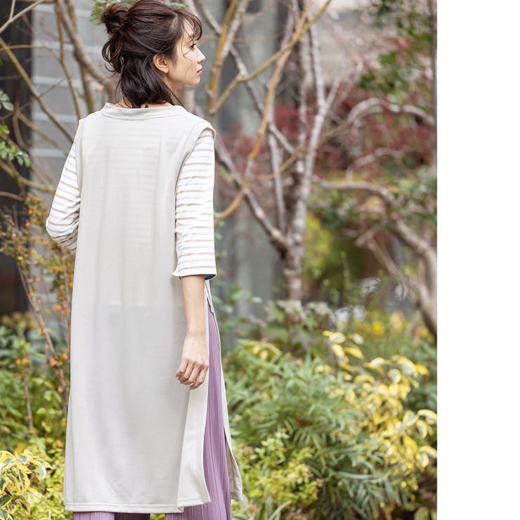 ロングニットベスト ストレッチ起毛 サイドスリット | mili an deni | 詳細画像8 