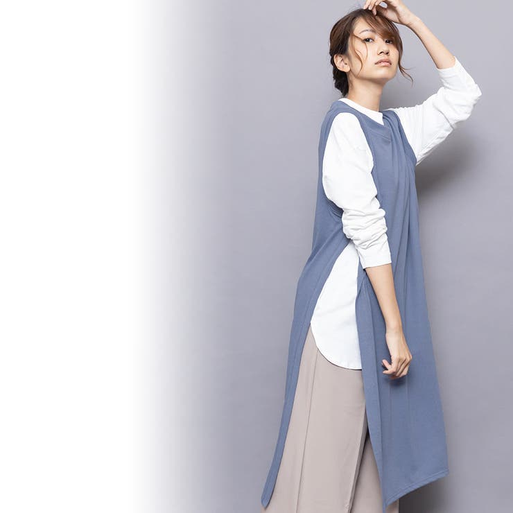 ロングニットベスト ストレッチ起毛 サイドスリット | mili an deni | 詳細画像14 