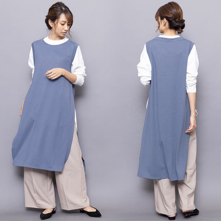 ロングニットベスト ストレッチ起毛 サイドスリット | mili an deni | 詳細画像15 