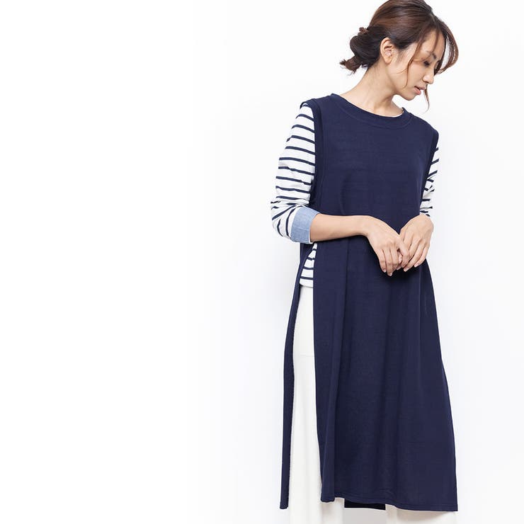 ロングニットベスト ストレッチ起毛 サイドスリット | mili an deni | 詳細画像17 