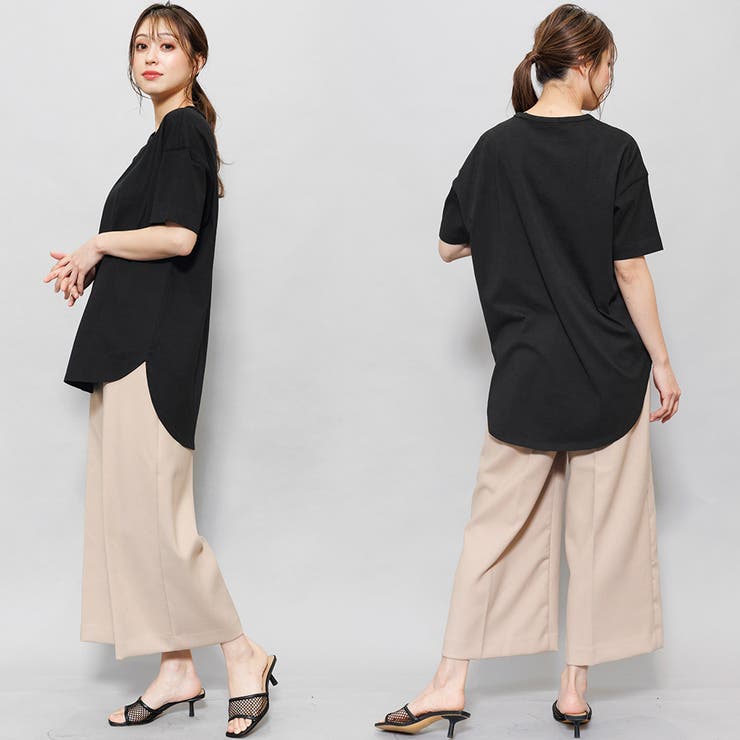 裾ラウンドTシャツ 綿100% クルーネック | mili an deni | 詳細画像12 