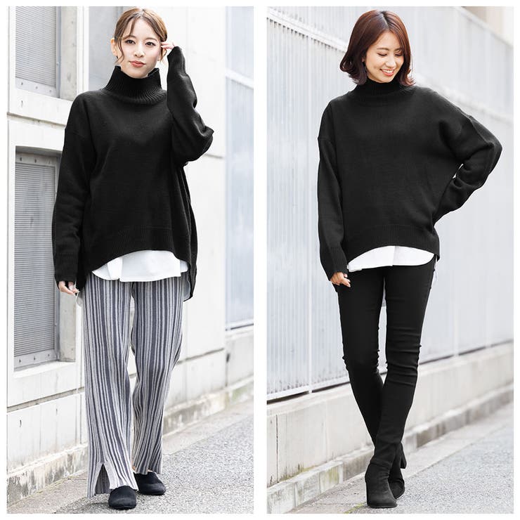 ウール混バックスリットニットセーター タートルネック ラウンドヘム | mili an deni | 詳細画像13 