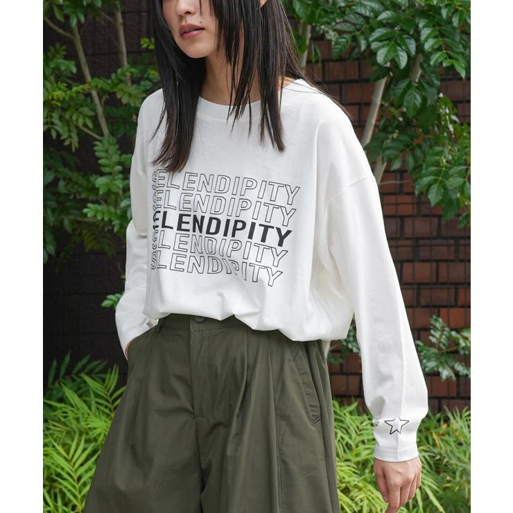 オフホワイト | ステップロゴロンT 前面プリント グラフィック | mili an deni
