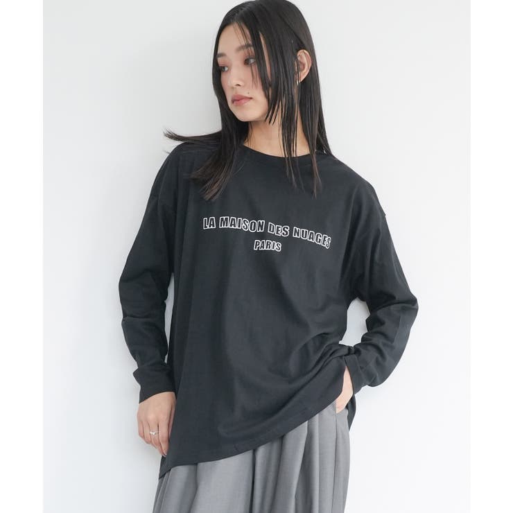 ブラック | フレンチフォントロンT 前面プリント ロゴ | mili an deni