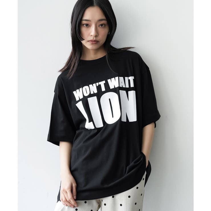 ブラック | 半袖ビッグロゴプリントTシャツ プリント コットン | mili an deni