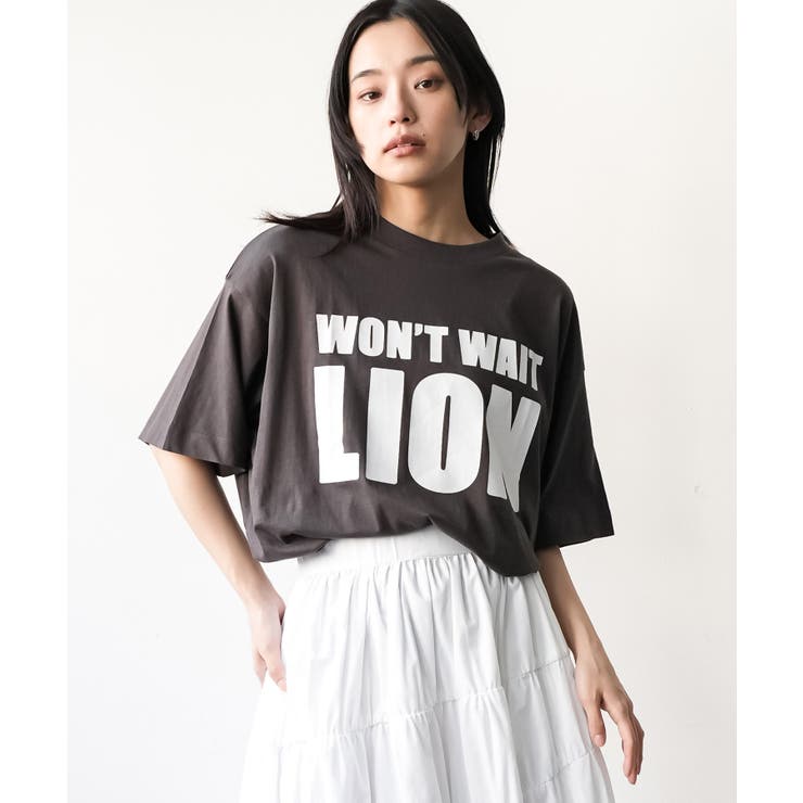 チャコール | 半袖ビッグロゴプリントTシャツ プリント コットン | mili an deni