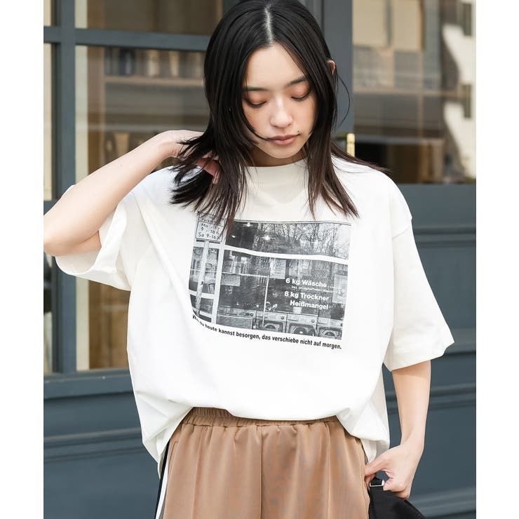 オフホワイト | 半袖シティスケープフォトプリントTシャツ プリント コットン | mili an deni
