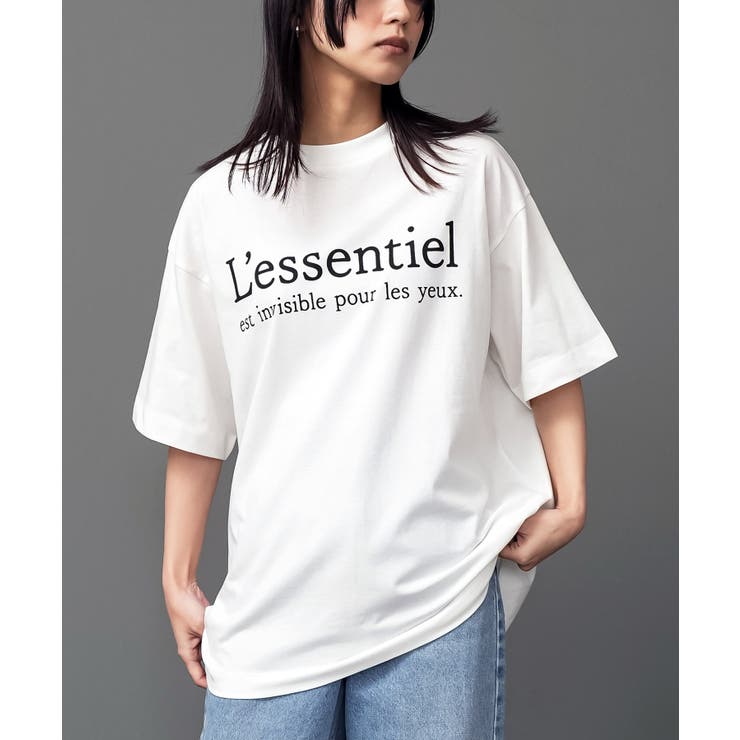 オフホワイト | 半袖フレンチロゴプリントTシャツ プリント コットン | mili an deni