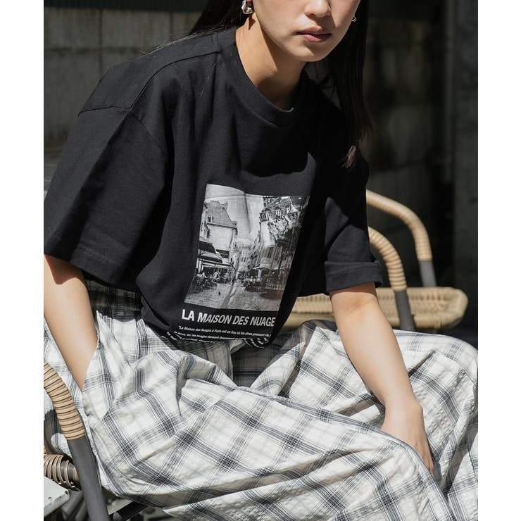 ブラック | 半袖 オーバーサイズ フォトプリントTシャツ | mili an deni