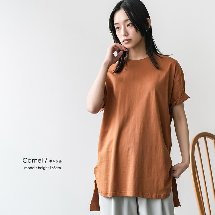 サイドスリット裾ラウンドTシャツ クルーネック 半袖 | mili an deni | 詳細画像24 