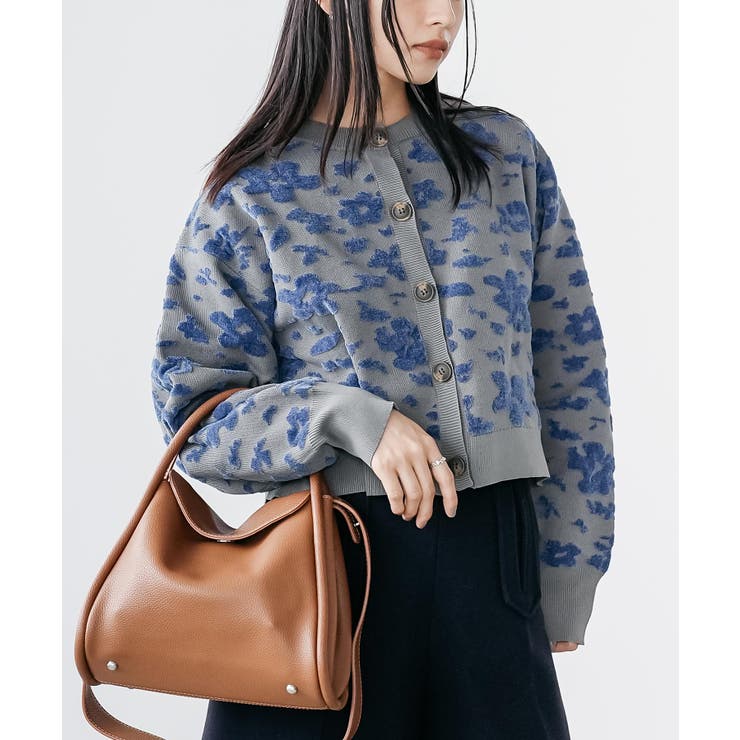 グレー | モール花柄ショートカーデ カーデ ショート丈 | mili an deni
