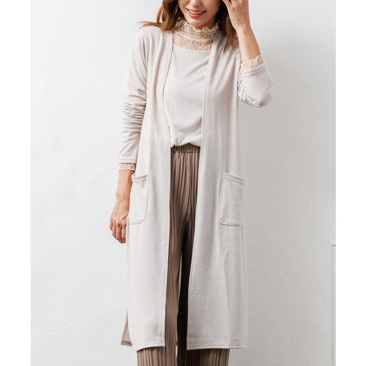 ロング丈/グレージュ | ストレッチ ニット ロング | mili an deni