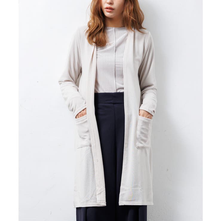 ミドル丈/グレージュ | ストレッチ ニット ロング | mili an deni