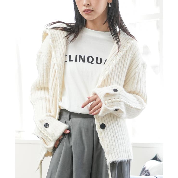 アイボリー | セーラーカラーニットカーディガン トップス リブニット素材 | mili an deni