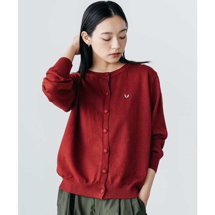 レッド | ハート刺繍ニットカーディガン トップス ニット素材 | mili an deni