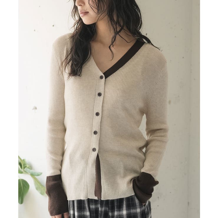 ベージュ×ブラウン | カーディガン レディース ニット | mili an deni