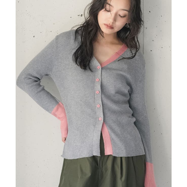 グレー×ピンク | カーディガン レディース ニット | mili an deni