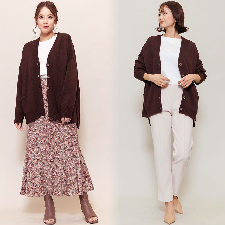 ウール混ざっくりニットカーディガン Vネック ラウンドヘム | mili an deni | 詳細画像12 