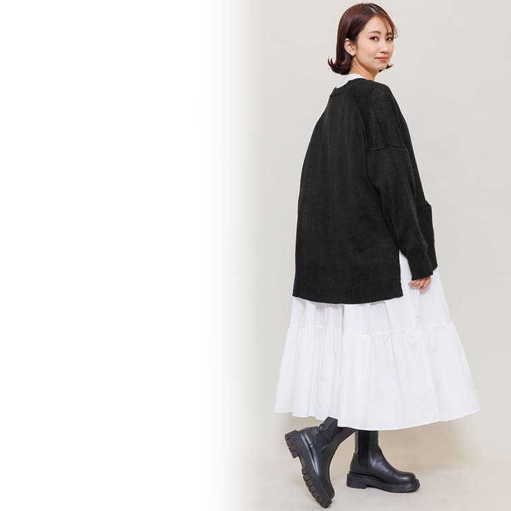 ウール混ざっくりニットカーディガン Vネック ラウンドヘム | mili an deni | 詳細画像15 