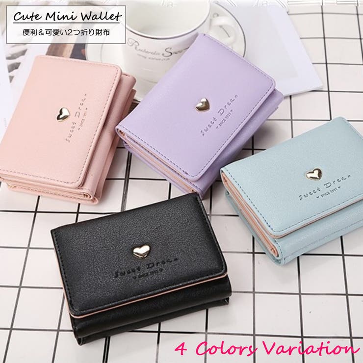 第1位獲得！】 ミニ ハート ウォレット ブラック ピンク 二つ折り 財布 がま口 可愛い 韓国
