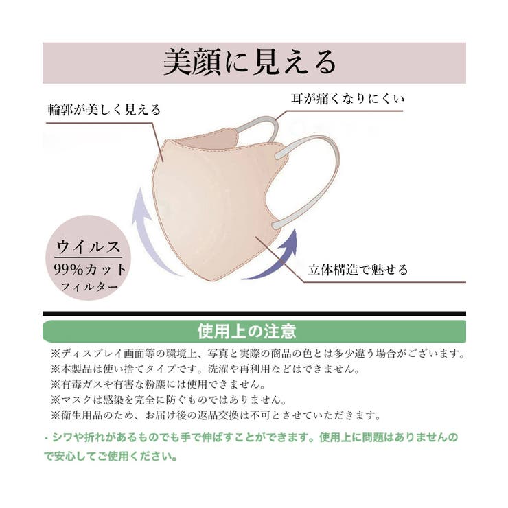 3Dマスク 立体 血色マスク 20枚入り[品番：II000011454